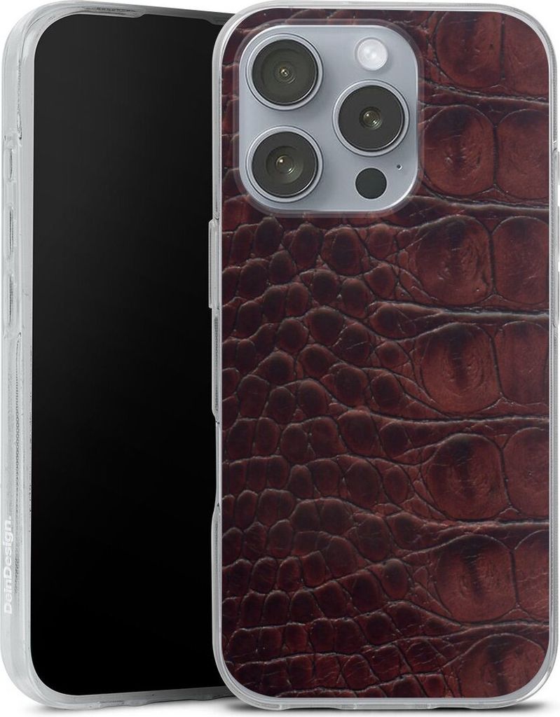 DeinDesign Handyhülle für Apple iPhone 16 Pro Silikon Hülle Case Smartphone Schutzhülle Animalprint Krokodil Leder