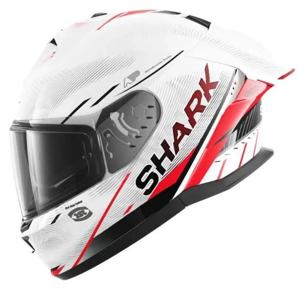 Casque Shark Skwal Speed Tech LED Intégrées Blanc Rouge Noir L