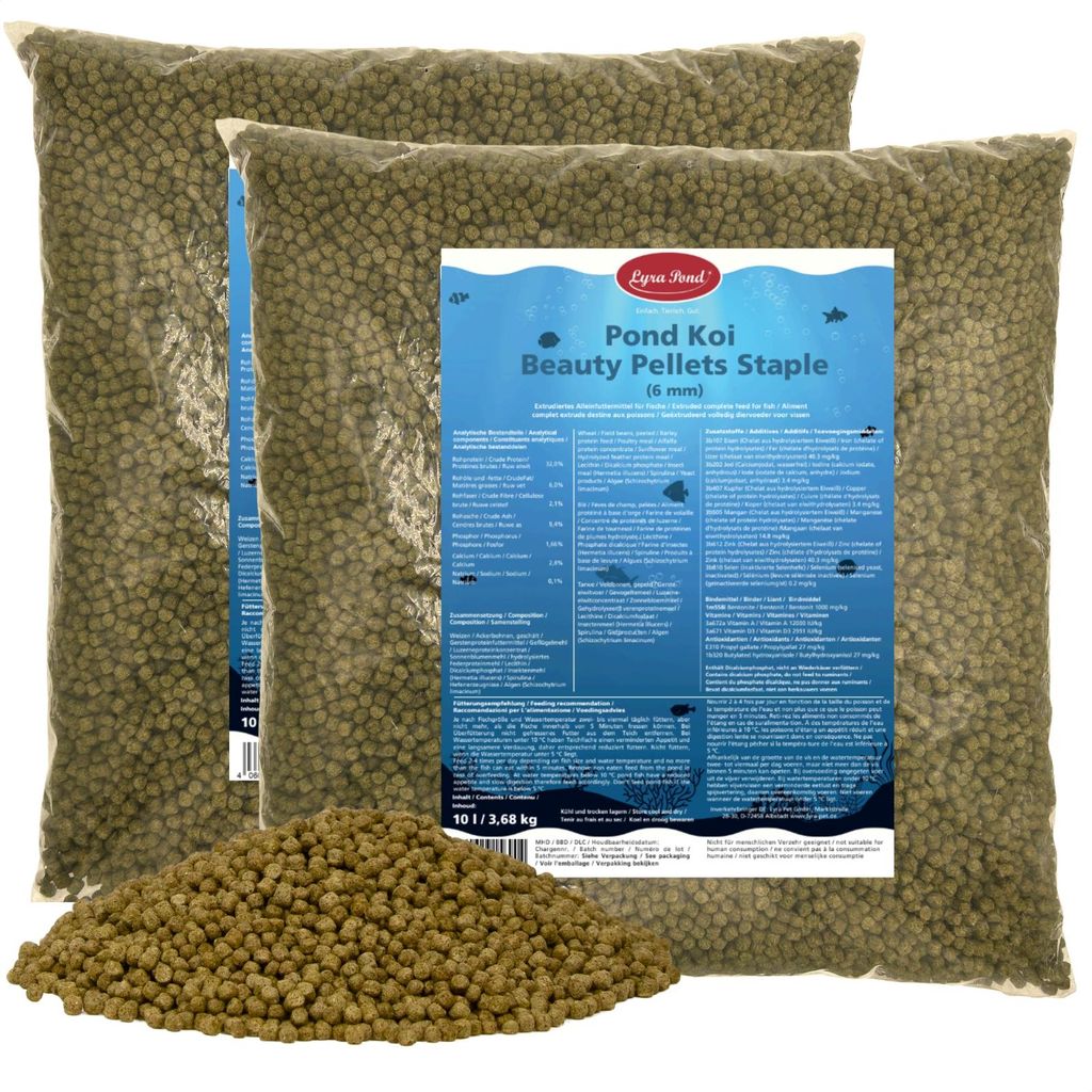2 x 10 liter (7,36 kg) Lyra Pond® Pond Koi Beauty Pellets Productafbeelding 