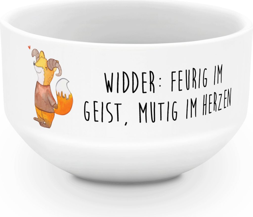 Mr. & Mrs. Panda Schüssel Widder Astologie - Weiß - Geschenk, Müslischüssel, Müslischale, Snackschale, frühstücksbowl, Geburtstagsgeschenk, ...