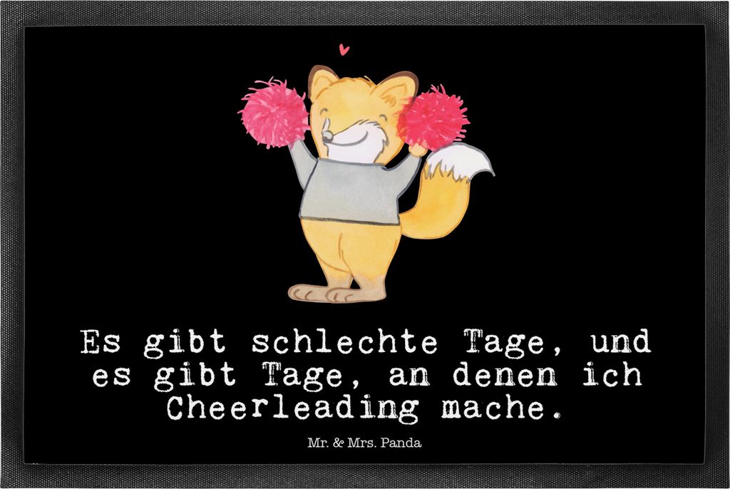 Mr. & Mrs. Panda Schmutzfangmatte Fuchs Cheerleader 40 x 60 cm - Schwarz - Geschenk, Turnen, Gummi-Fußmatte, Turniere, Turn Club, Schmutzmatte, fu...