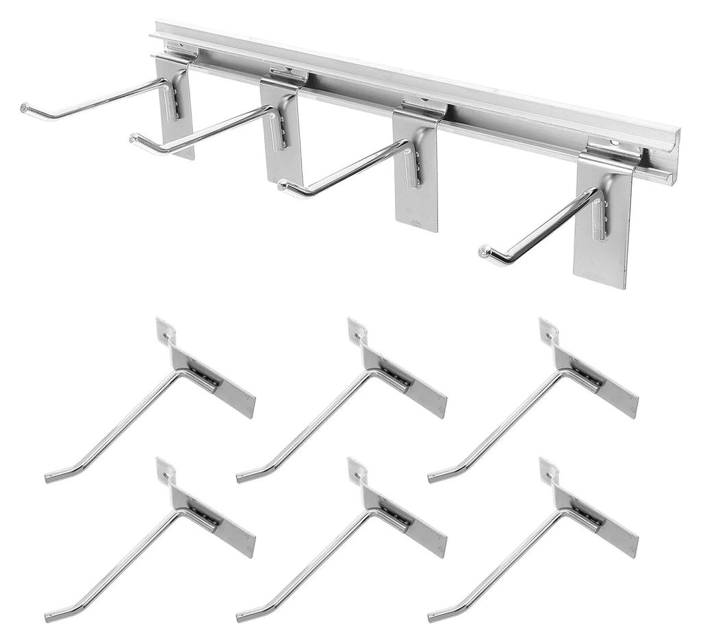 Wandregal aus Eisen mit stabilen Metallhaken zur flexiblen Aufbewahrungslösung für Schlafzimmer und Werkbank Zubehör in Silber