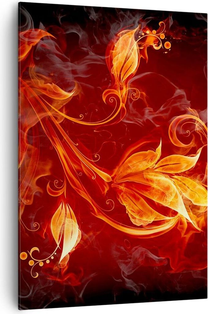 Bild auf Leinwand - Leinwandbild - Einteilig - Blätter Feuer Muster - 70x100cm - Wand Bild - Wanddeko - Wandbilder - Leinwanddruck - Wanddekoratio...