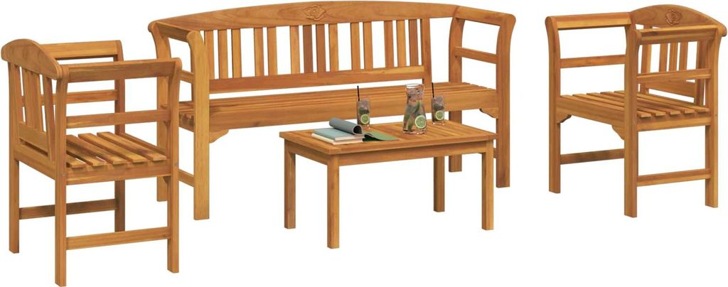 Gartenrosen-Lounge-Set 4 pcs Massivholz Akazie