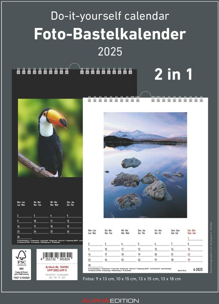 Kalender 2025 -Foto-Bastelkalender A4 2025- 21 x 29,7cm Produktbild 3
