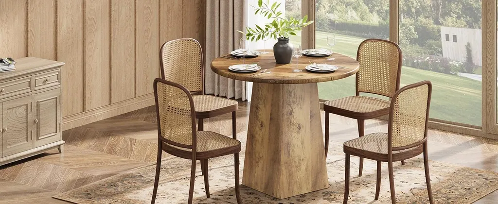 Table gain de place ronde marron 80 cm pour optimiser l'espace