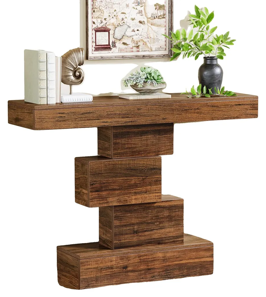 Table d'appoint marron style moderne et minimaliste - Modèle LUNA 45cm