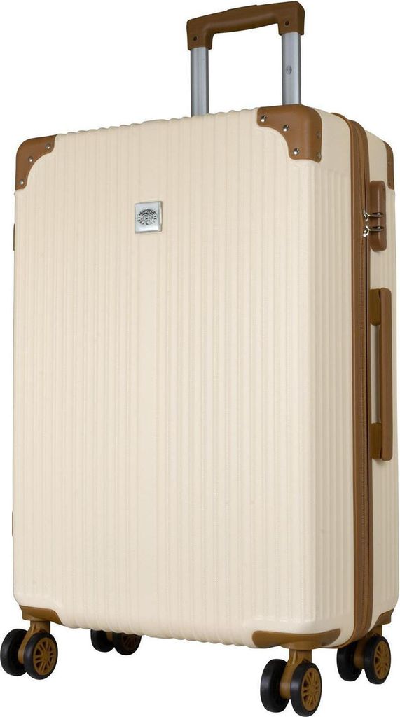 ABS Hartschale Reise Koffer Trolley Gepäck vier 360° Rollen Bardabos Beige Gr. L