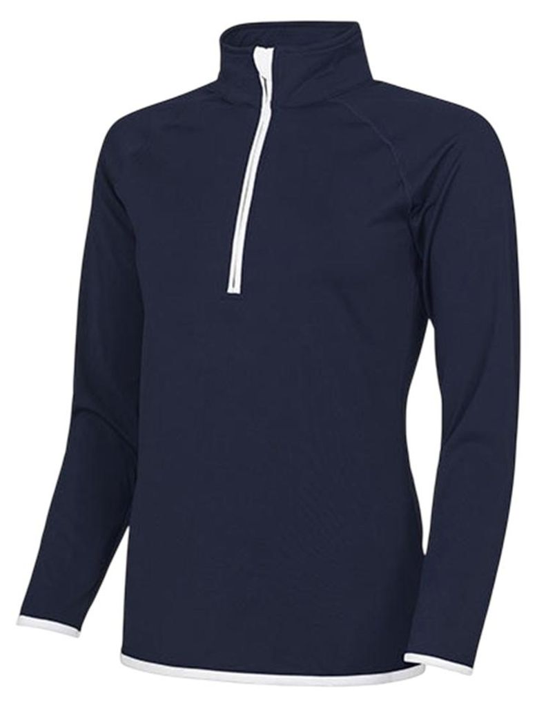 Just Cool - Pullover mit halbem Reißverschluss für Damen LT3100 (XS) (Dunkelblau/Arktisch Weiß)
