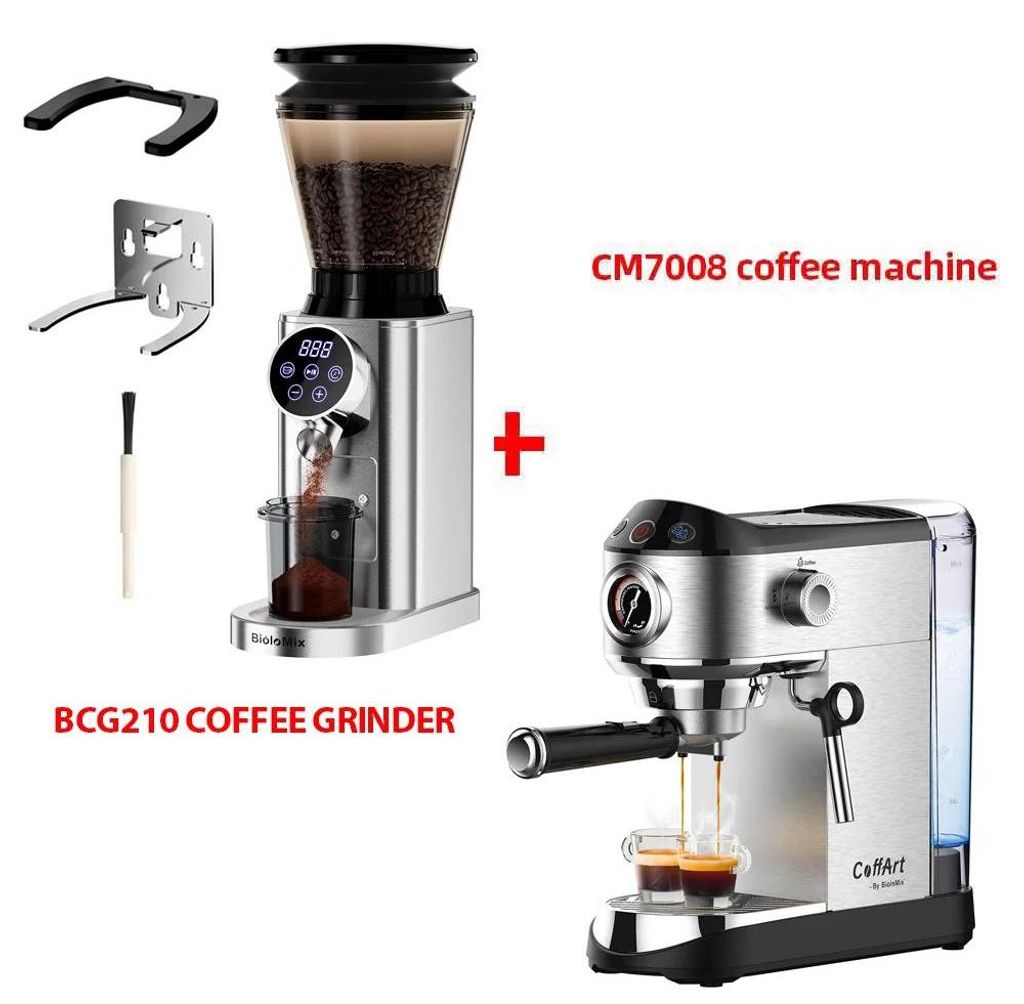 Espressomaschine Kaffeemaschine - CM7008NEW N CG210 - 20 Bar Pumpe - Milchaufschäumer - 1350 W - 10–12 Tassen - Edelstahl - EU‐Stecker 220–2...