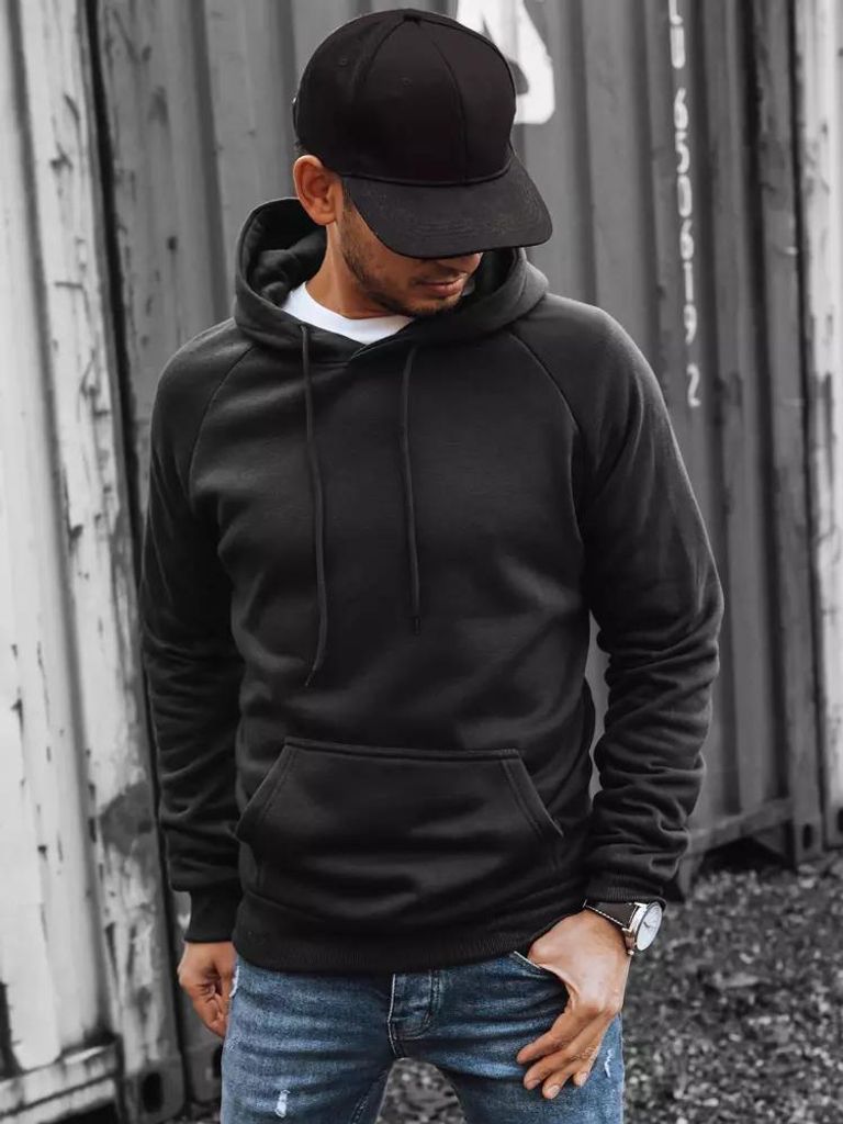 Dstreet Herren-Kapuzenpullover mit Kapuze Taisen schwarz L