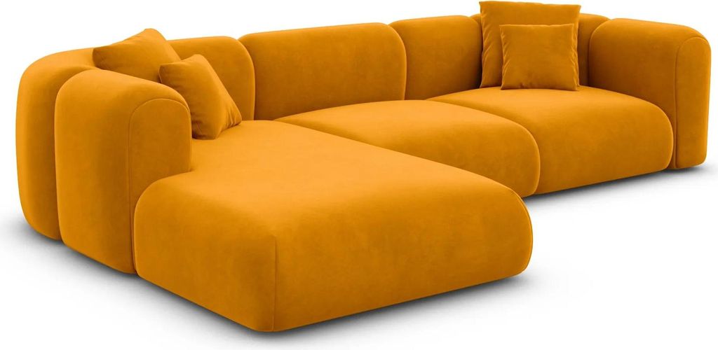 Samtstoff L-Form Sofa Belio Senf Links
