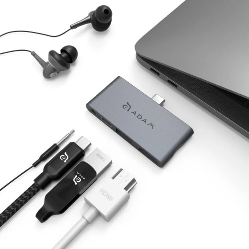 ADAM elements Hub USB-C Adaptateur 4 en 1 Gris Sidéral pour iPad Pro Air