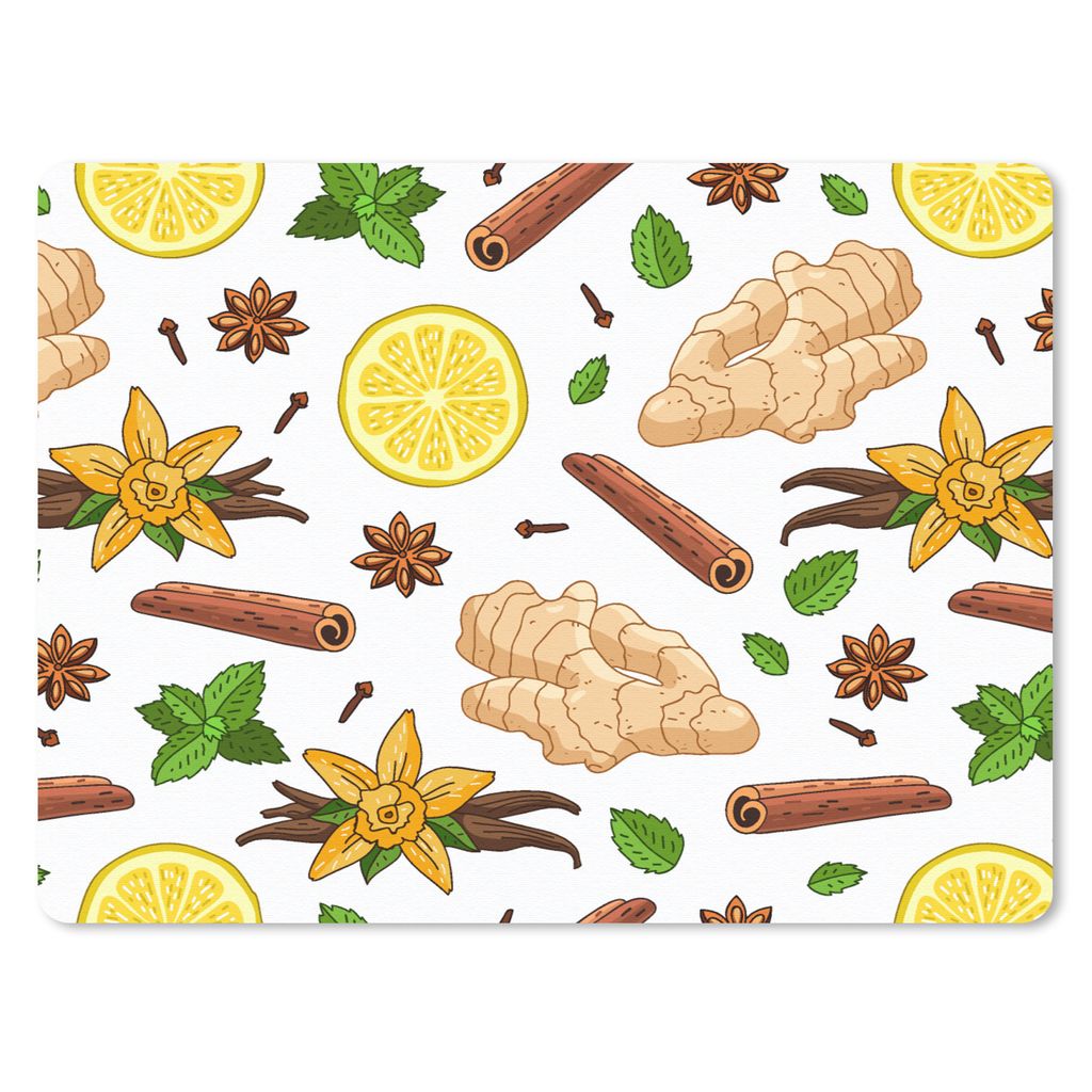 MuchoWow Mauspad Mousepad Ingwer - Zimt - Zitrone - Anis 23x19 cm - Mousepads - Maus Mat - Pad - Mausunterlage - Schreibtischunterlage - Mauspad