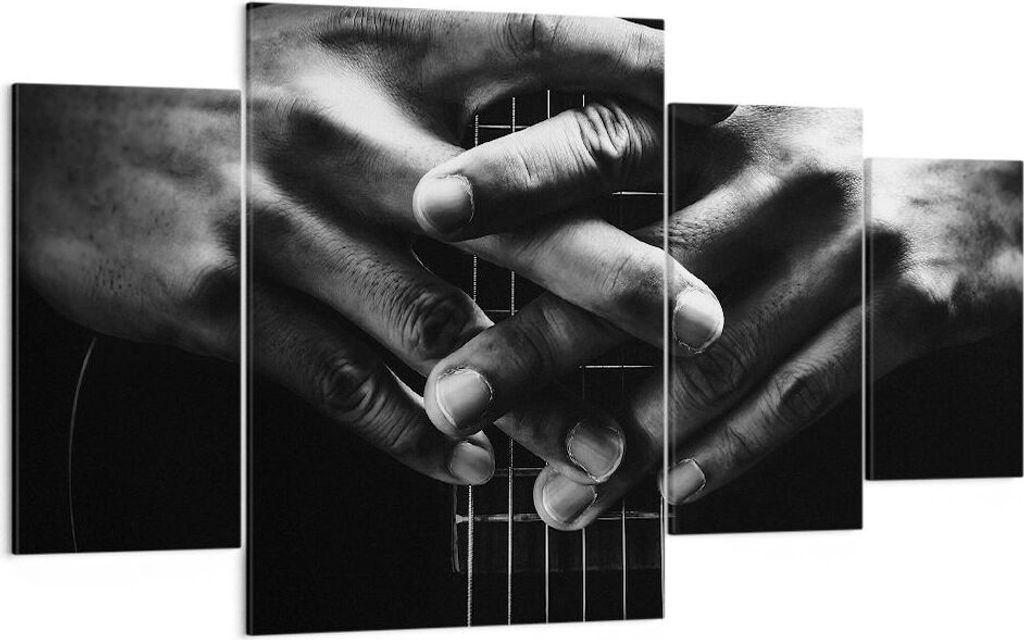 Bild auf Leinwand - Leinwandbild - 4 Teile - Gitarre Musiker Musik - 160x90cm - Wand Bild - Wanddeko - Wandbilder - Leinwanddruck - Bilder - Wandde...