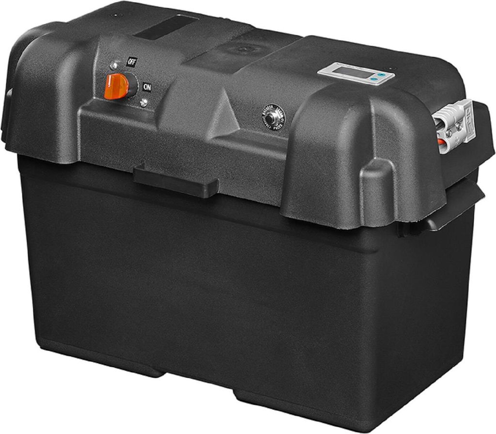 Batterien Box Batteriekasten USB Steckdose Voltmeter Batteriegehäuse 35x18x23 cm AS