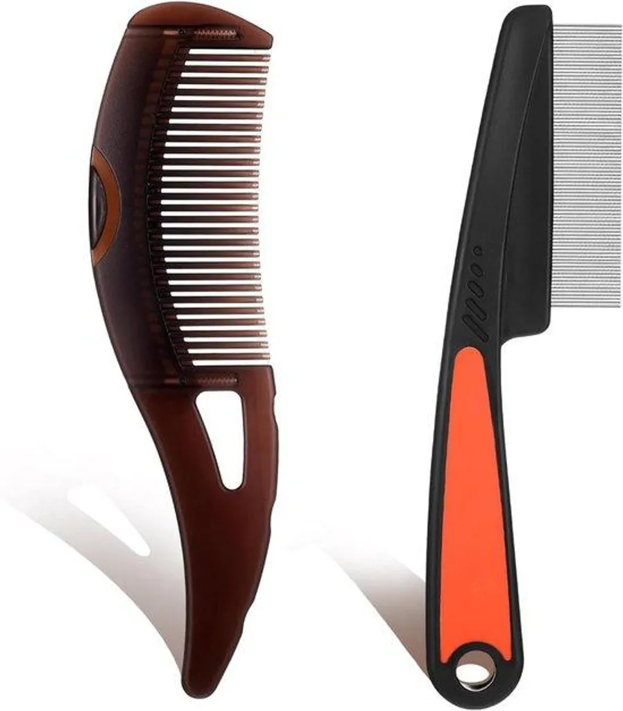Peigne à Poux avec Manche - Dents Creuses Massage - Lot de 2 Unités (Mixte)