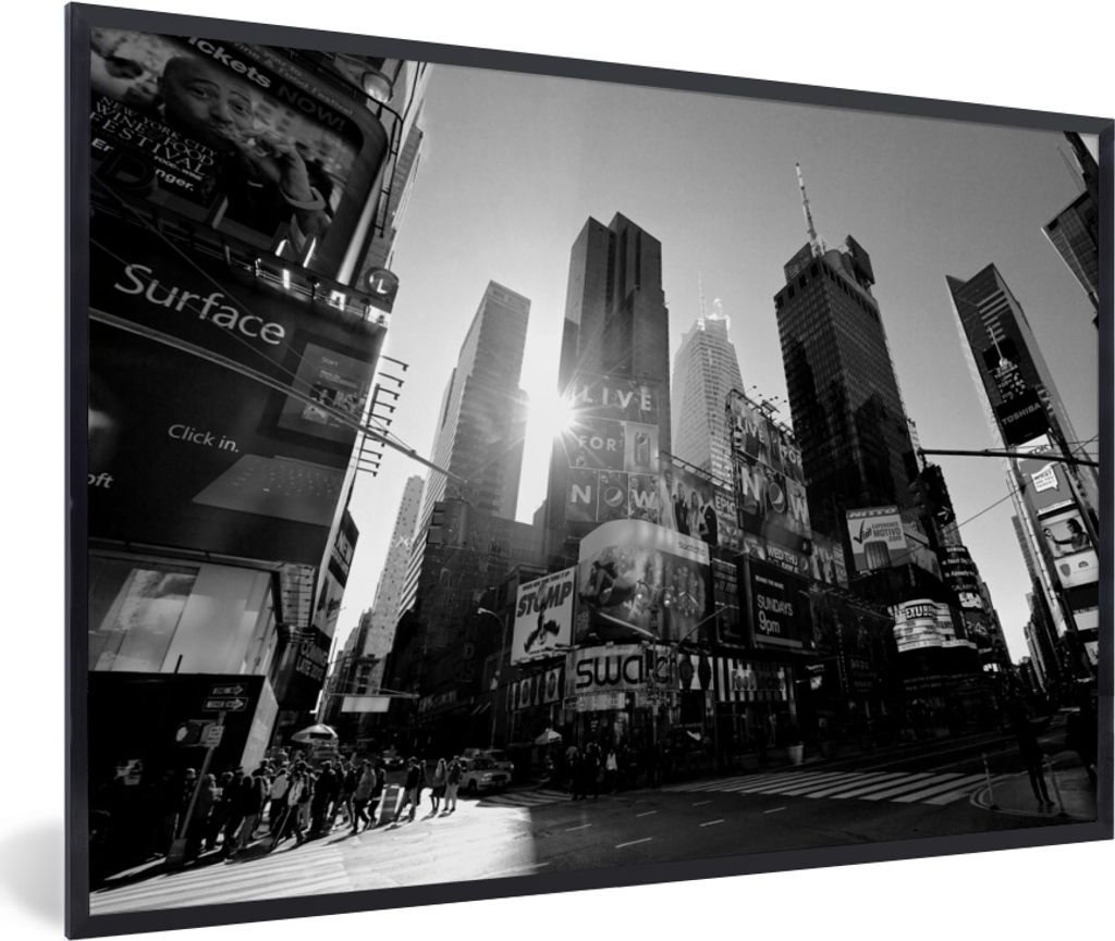 MuchoWow MuchoWow Gerahmtes Poster New York - Architektur - Schwarz - Weiß 60x40 cm - Poster mit zchwarzem Bilderrahmen - Printing - Wanddeko ...
