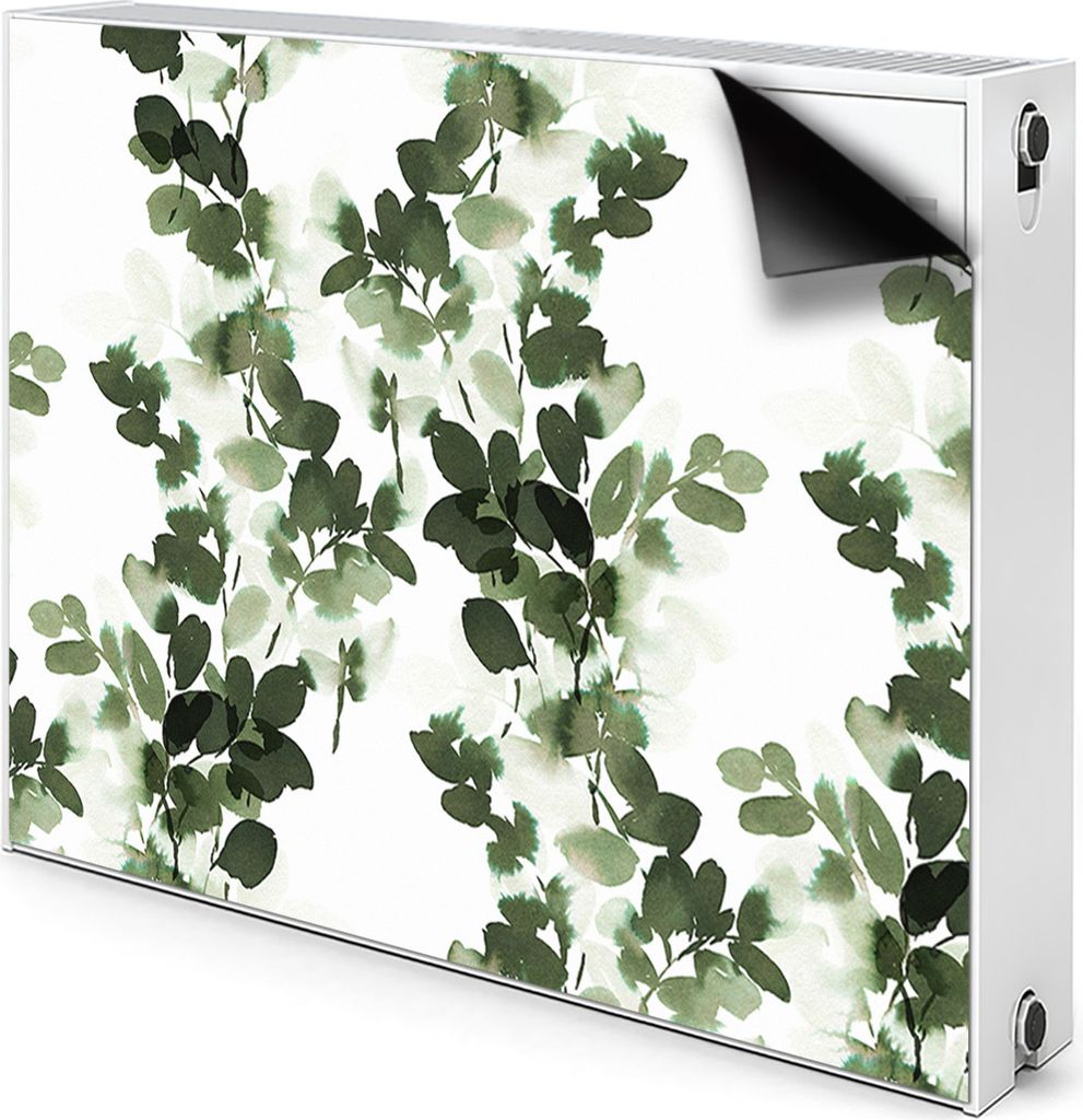 Magnet Heizung Verkleidung Abdeckung Heizung Heizkörperabdeckung 90x60 cm - Grüne Blätter