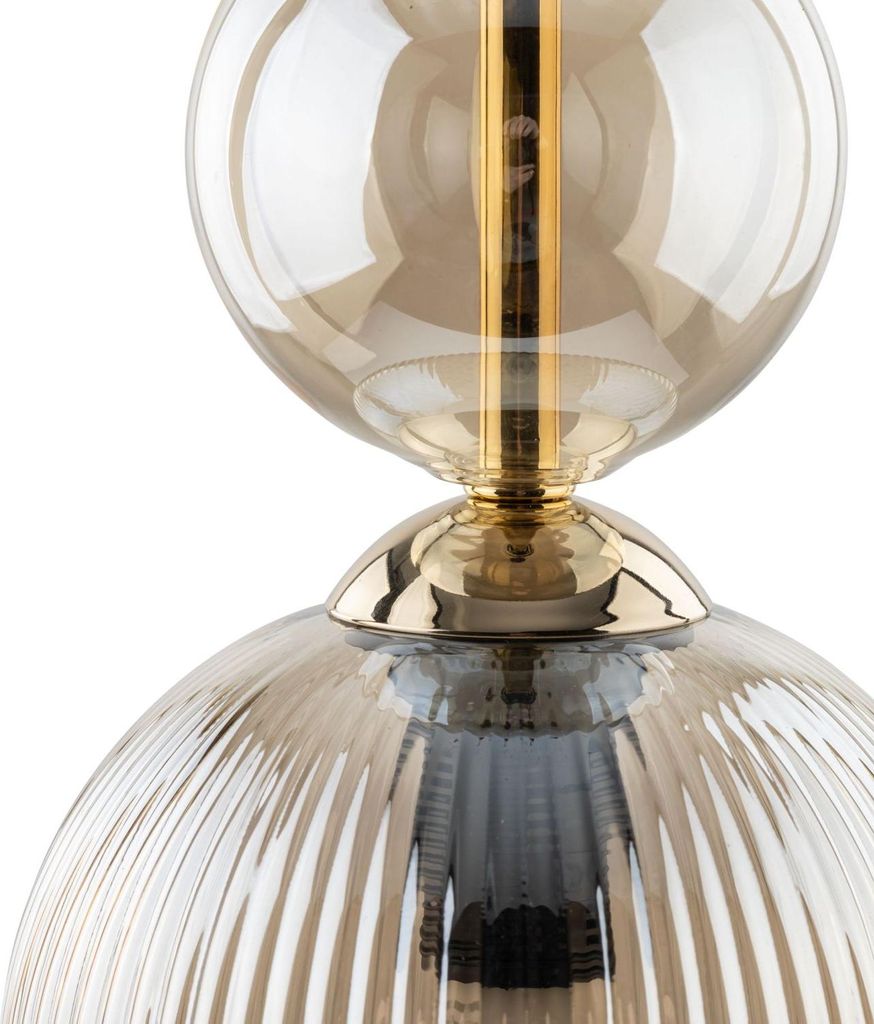 Hängelampe Metall Rauchglas rund D: 13 cm H: max. 150 cm Schwarz Bernstein E14 Modern Hängeleuchte