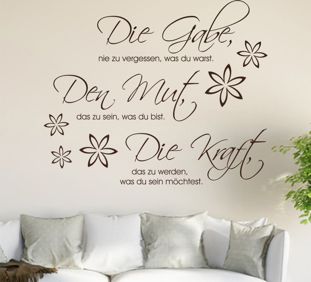 Die Gabe nie zu ... Wandtattoo in 6 Größen - Wandaufkleber Wall Sticker - Dekoration, Küche, Wohnzimmer, Schlafzimmer, Badezimmer