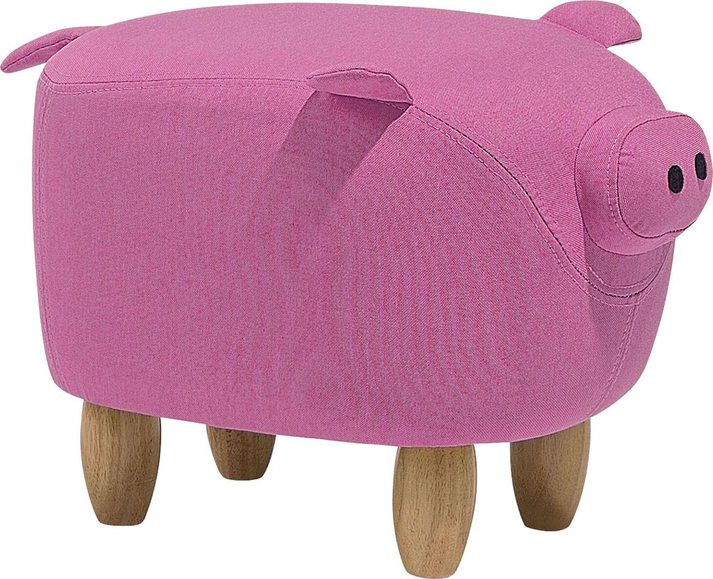 BELIANI Schweinchen-Tierhocker Rosa Stoff für Kinder