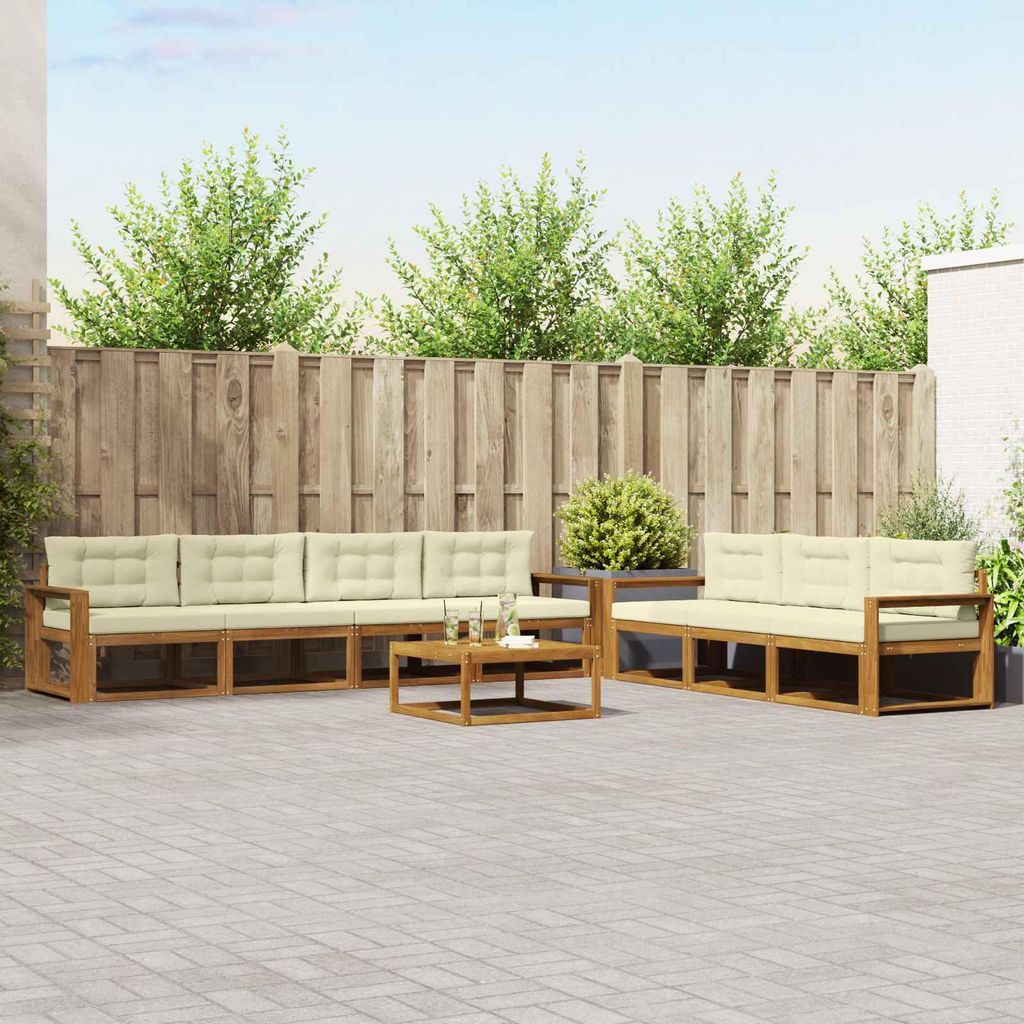 Outdoor-Sofagarnitur - VIDAXL - Terrassen-Sofa - mit Kissen - 8 pcs - Natur und Creme