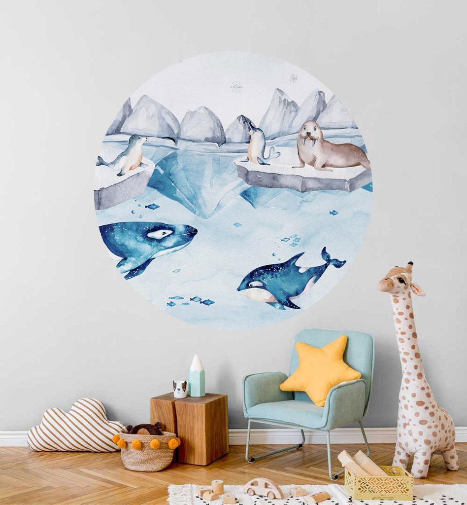 Fototapete Arktisch Unterwasser rund, Material:Premium Vlies 150g/qm, Größe Tapete:130cm rund