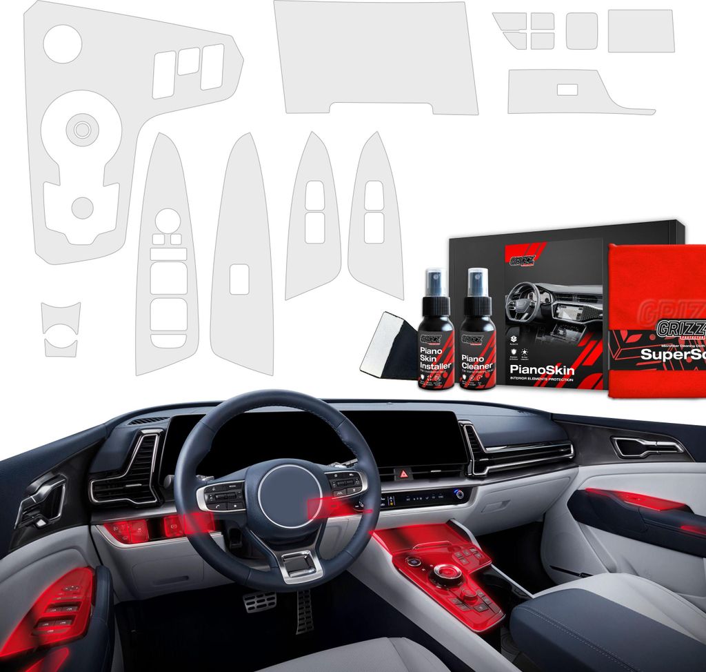 11in1 Schutzfolien Grizz Protector für Mittelkonsole & Armaturenbrett - Kia Sportage 5 Hybrid Keyless (2021-2024) Matt