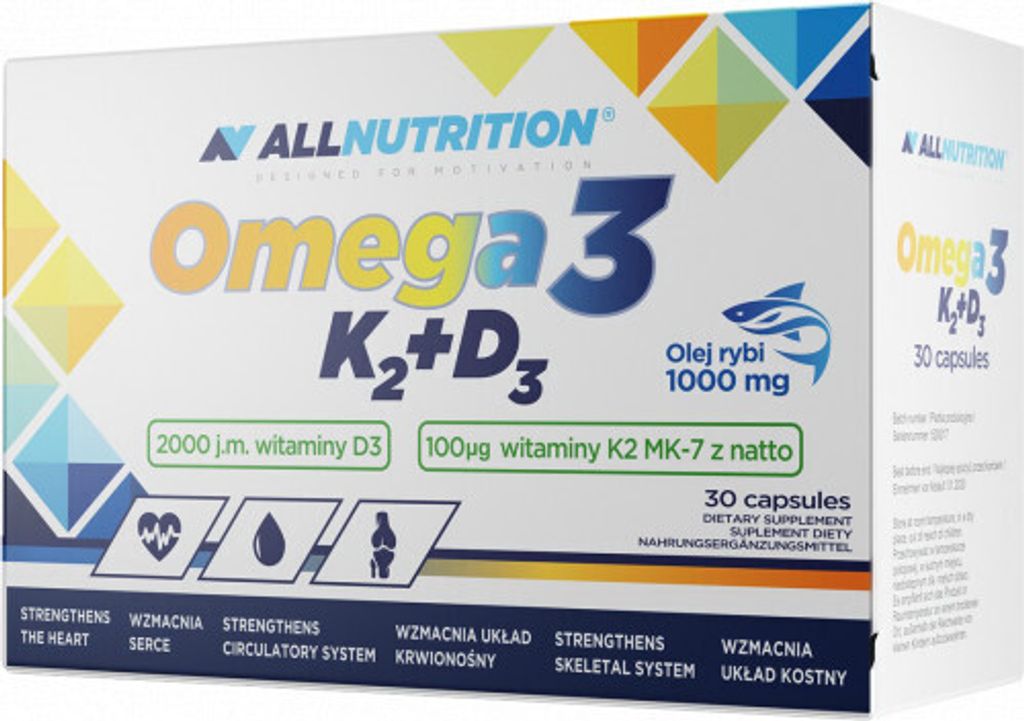 ALLNUTRITION Omega 3 D3 + K2 30 kapsl / Omega 3 mastn Obrázek produktu 