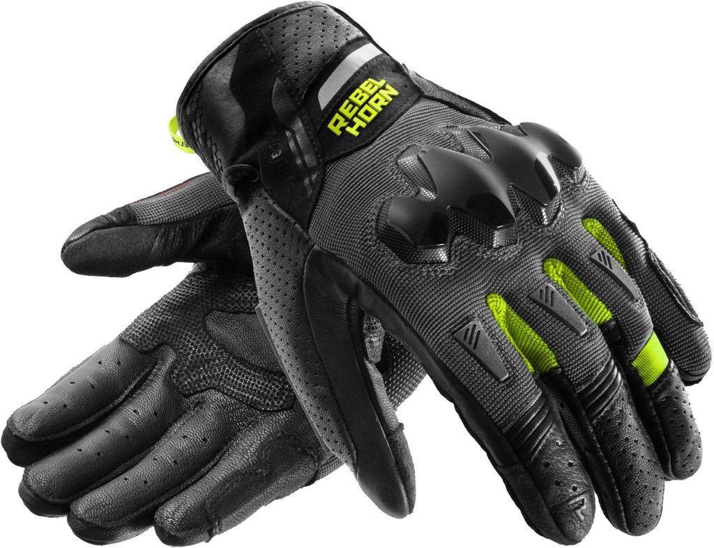 Guanti da moto Rebelhorn Defender, nero/grigio/giallo, 2XL Immagine del prodotto 