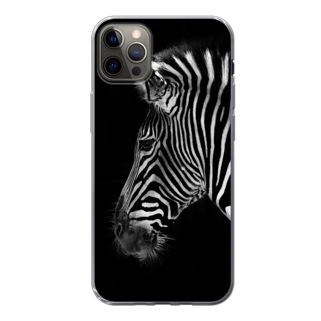 MuchoWow Handyhülle Schutzhülle Hülle für iPhone 13 Pro Max Zebra - Wilde Tiere - Schwarz Silikon Softcase Handy Hülle - Mobiltelefon