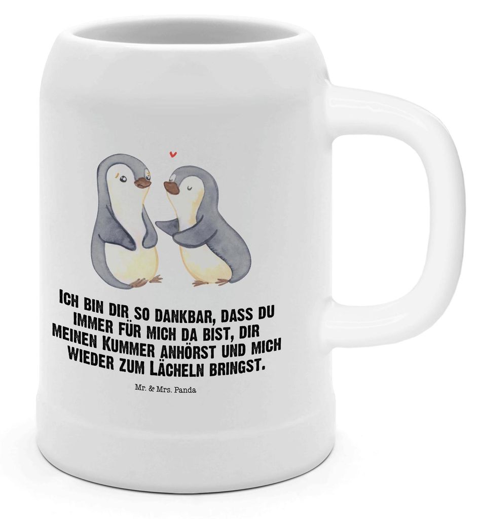 Mr. & Mrs. Panda Krug Pinguine trösten - Weiß - Geschenk, Mitbringsel, Humpen, Bierbecher, Valentinstag, Seidel, Jahrestag, Steinkrug, für Partn...