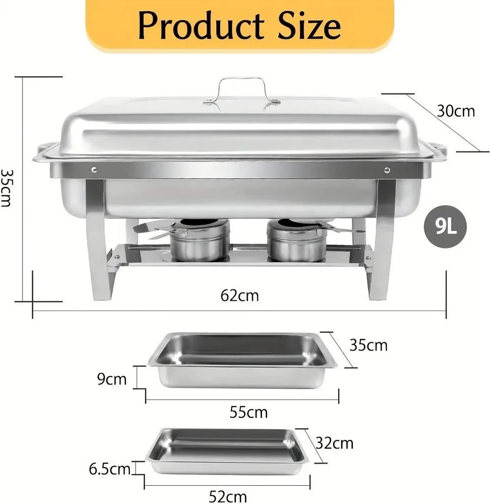 Chafing Dish Buffet Ottimizzato | Scaldavivande Inox Alta Efficienza - 3