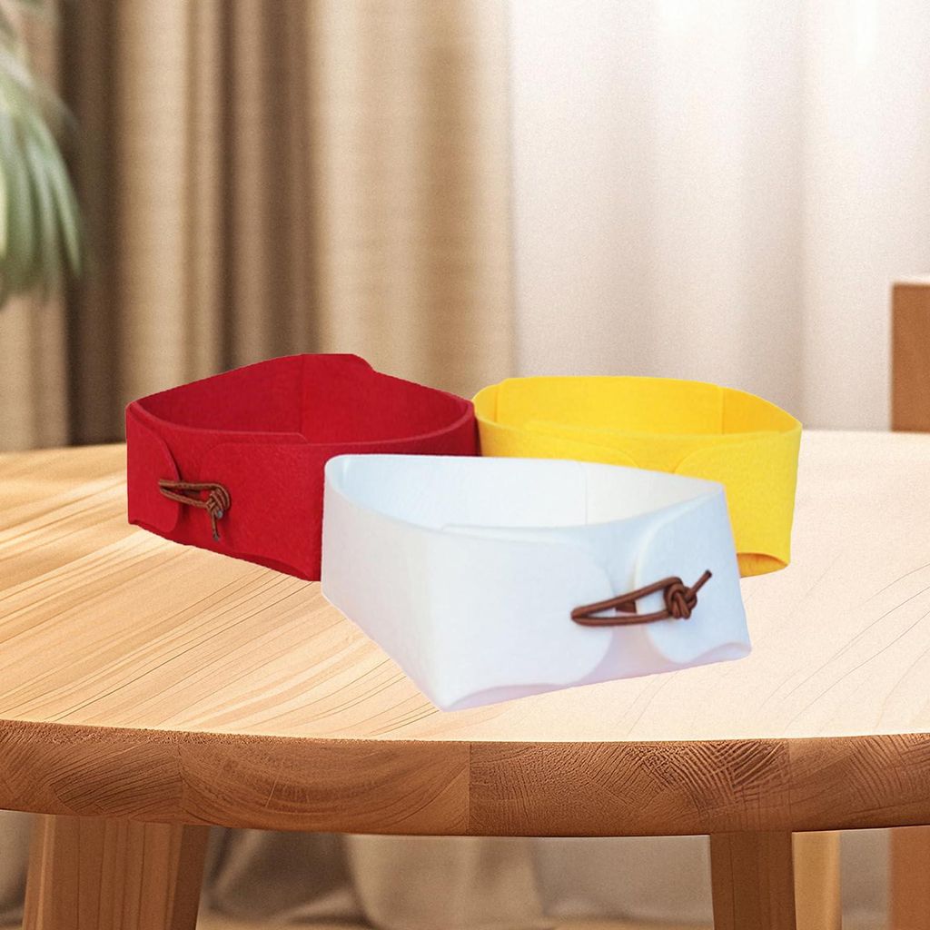 Set aus 3 faltbaren Aufbewahrungsboxen aus Filz, Aufbewahrungskörben aus Filz, faltbarer Aufbewahrungskorb-Organizer, geeignet für Bürobedarf un...