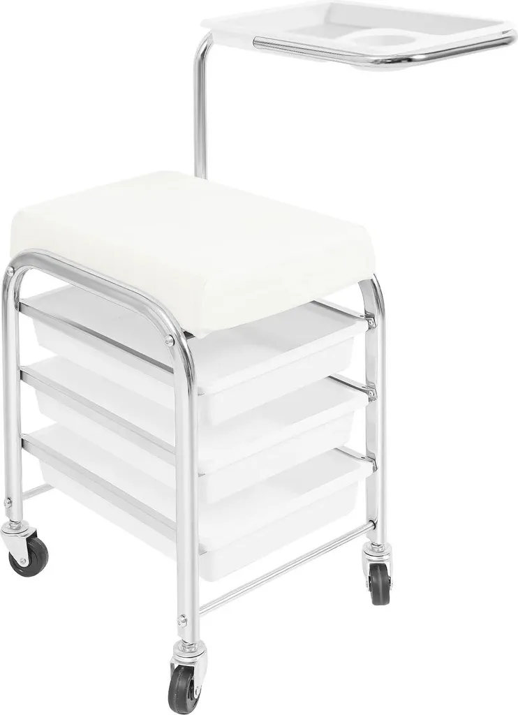 Carrello Portatile Manicure Pedicure Bianco | Salvaspazio per Casa e Spa