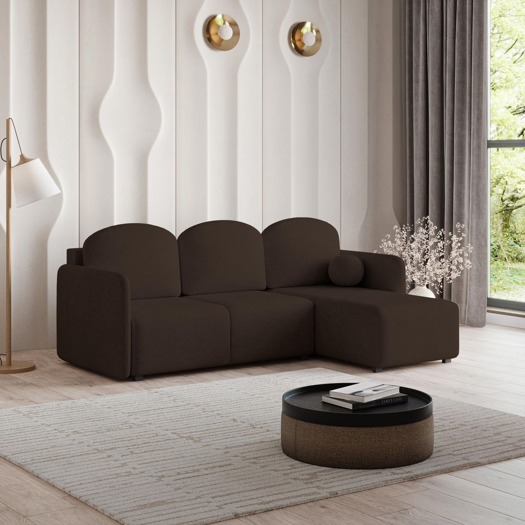 Masseno Ecksofa SUVINO mit Schlaffunktion L-Form, Sofa mit Bettkasten, Wohnzimmersofa, Couch, Soffa, Bettsofa, Couchgarnitur- Braun, NEVE 28