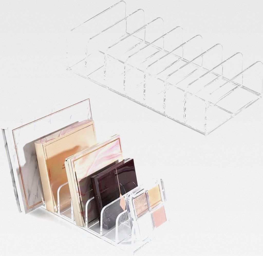 Lidschatten Organizer,2 Größen Schminktisch organizer, Schminktisch mit 7 Fächern, Acryl, Paletten Schminke, Make Up für Aufbewahrung