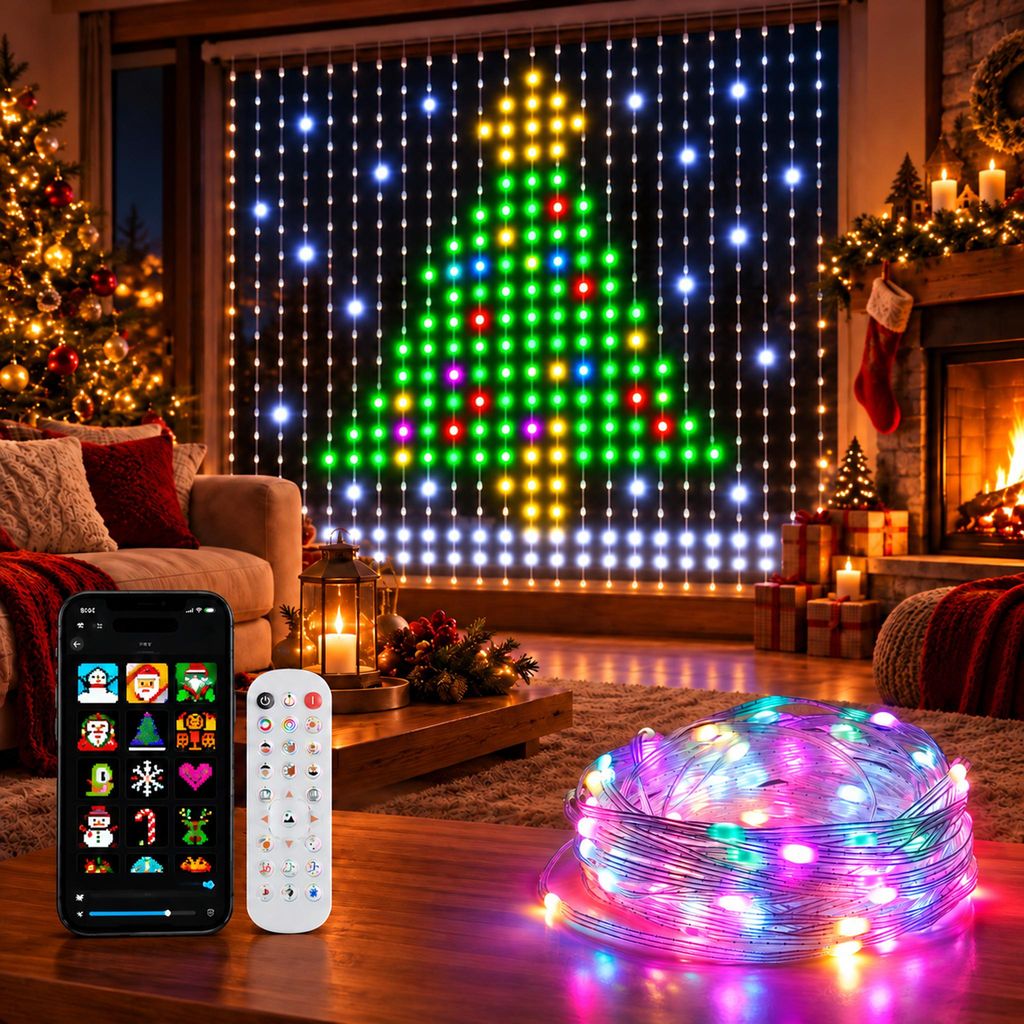 Smart LED Vorhang Lichterkette 2x2m 400 LEDs Lichtervorhang Produktbild 