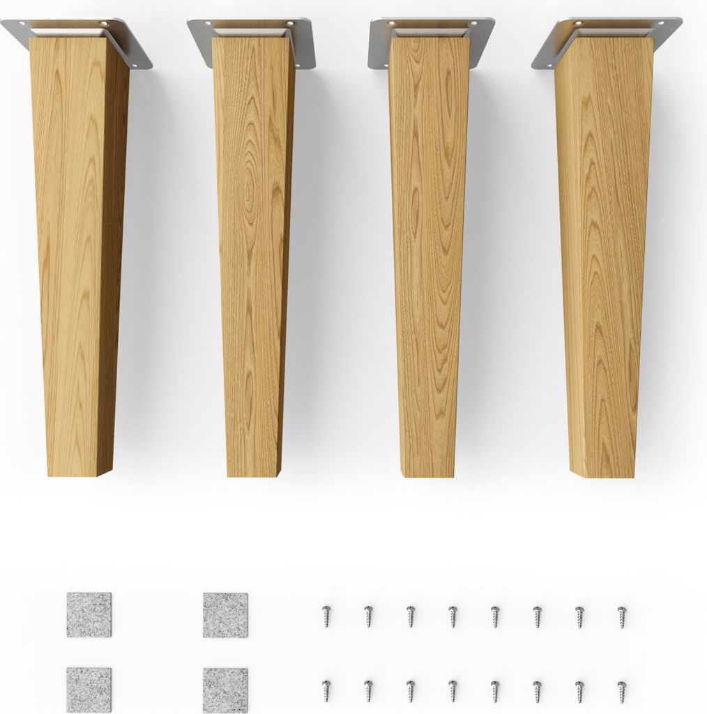4x sossai Holzfüße eckig - gerade Ausführung 25cm Eiche Produktbild 