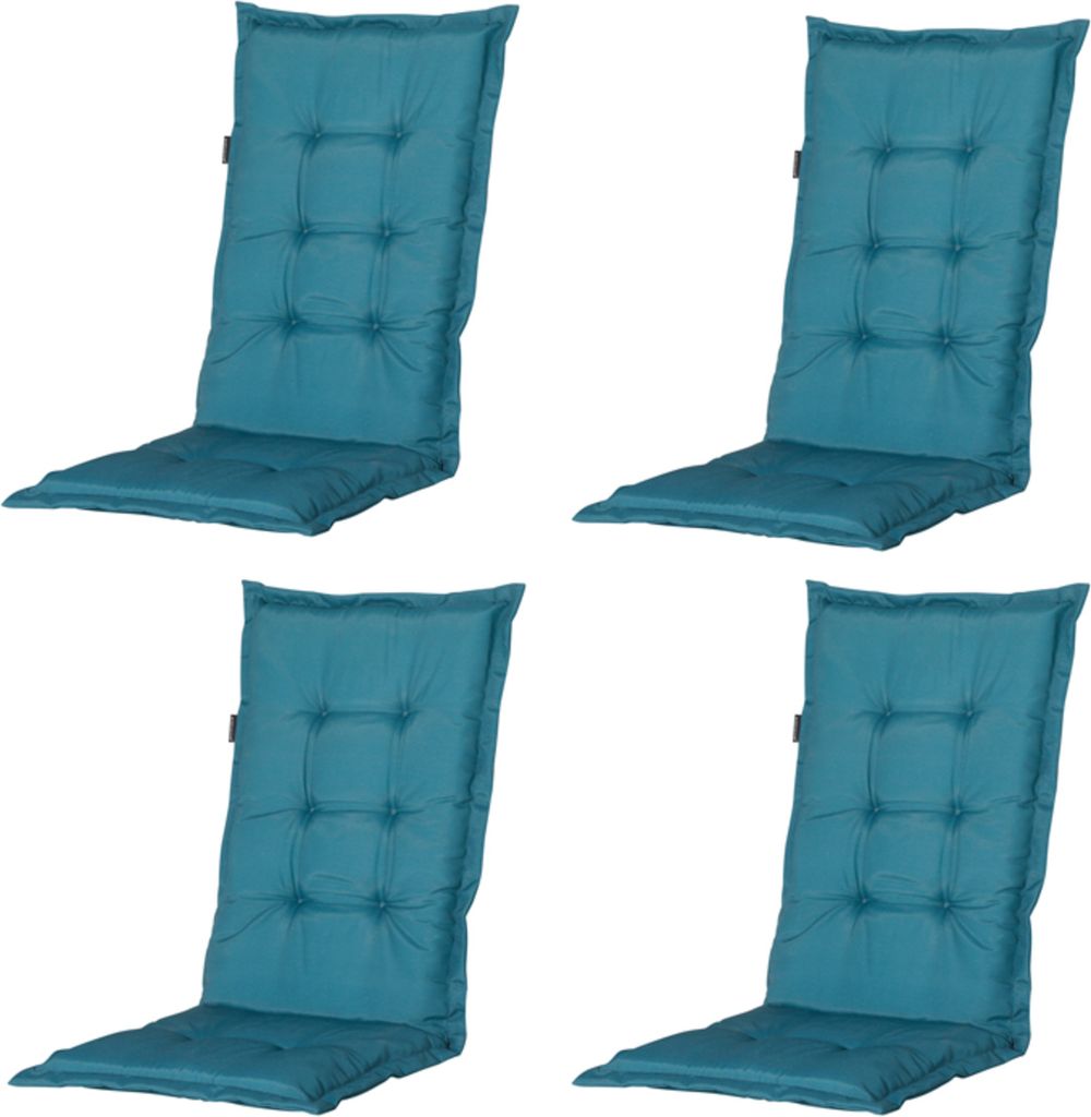 Madison - Gartenstuhlkissen Niedrige Rückenlehne Panama seeblau - Ca. 105x50 cm - 4er-Set
