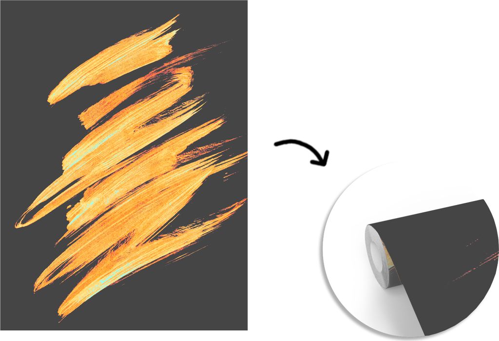 MuchoWow Fototapete für Wohnzimmer oder Schlafzimmer Wandtapete Vinyl Motivtapete Gold - Farbe - Streifen - Luxus - Abstrakt - 220x260 cm - Viny...