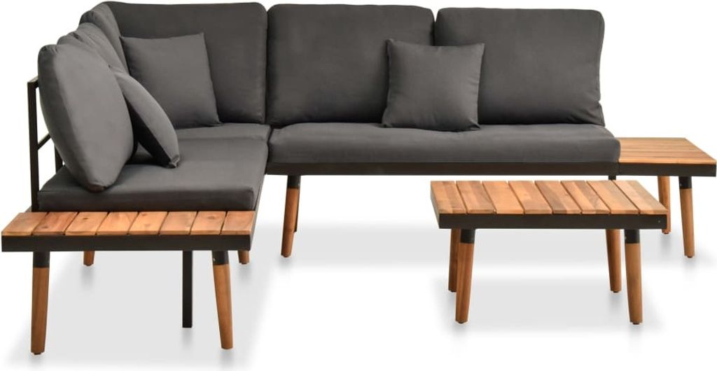 VidaXL Set Divani Da Giardino Modulare 3 Pezzi In Legno Acacia Con Cuscini Crema