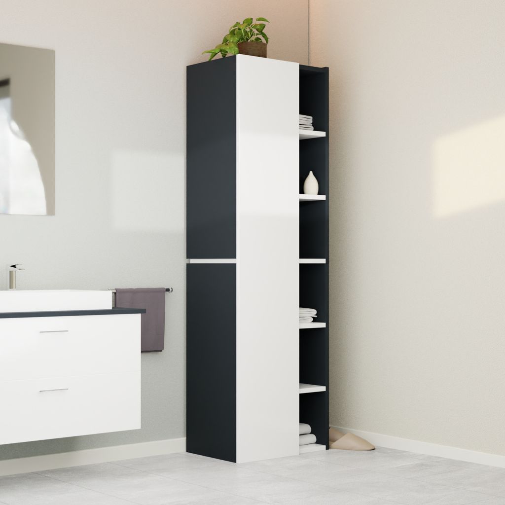 Garlivo Badezimmerschrank GLC 1 Weiss , Badezimmerschrank hängend oder stehend, BxH: 50x 160cm, Soft-Close, Push-to-Open/ Tip-On