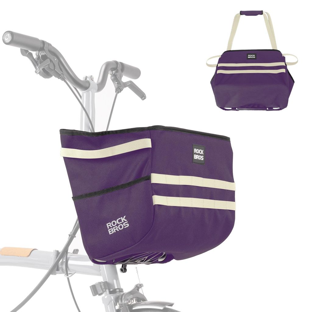 ROCKBROS Fahrradlenkertasche für Brompton Faltradkorbtasche Fronttasche Wasserabweisend Fronttasche 16L für Brompton/Faltrad Lila