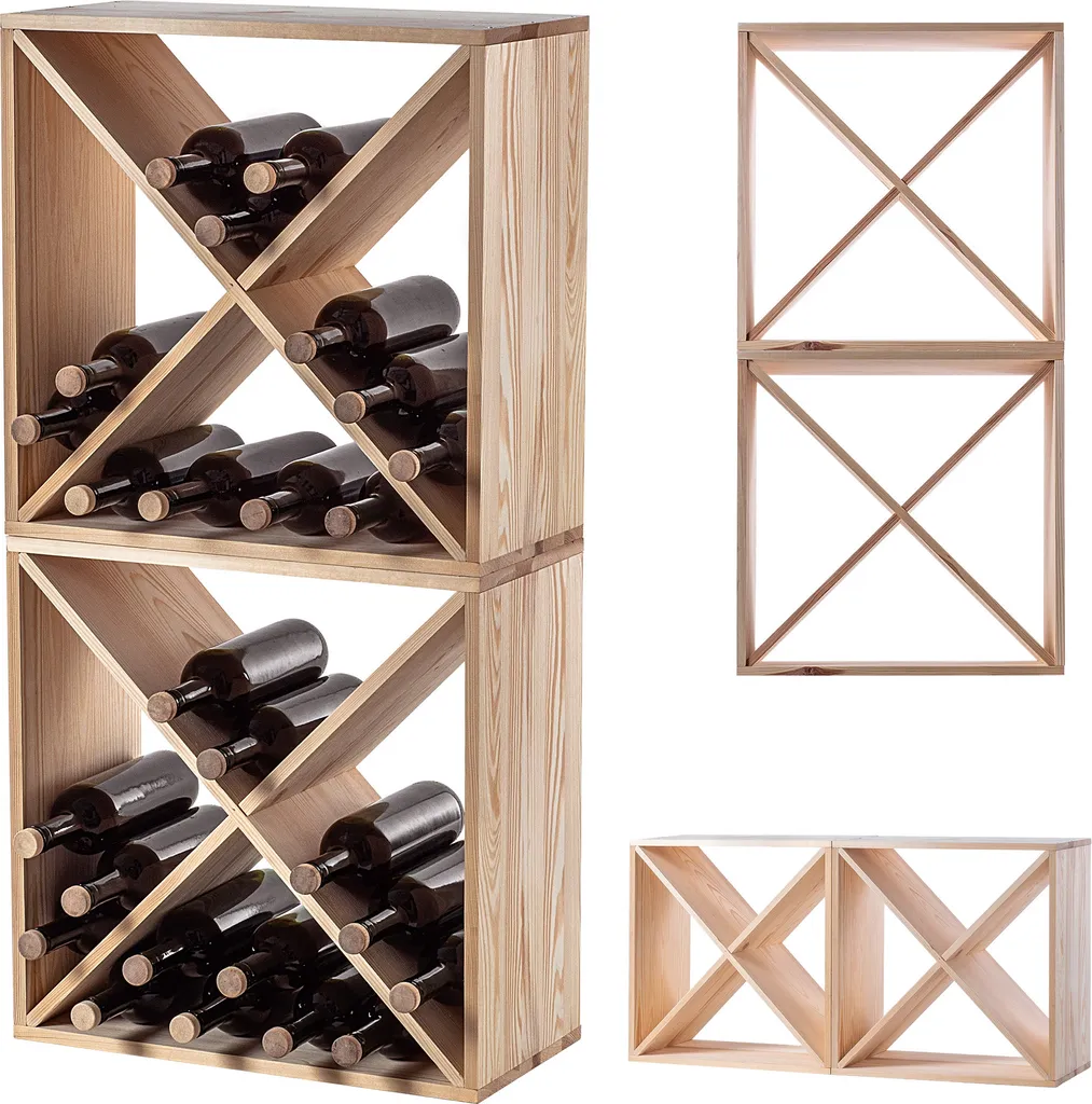 Organisez votre cave : Casier à vin en bois anti-encombrement - 2 pièces