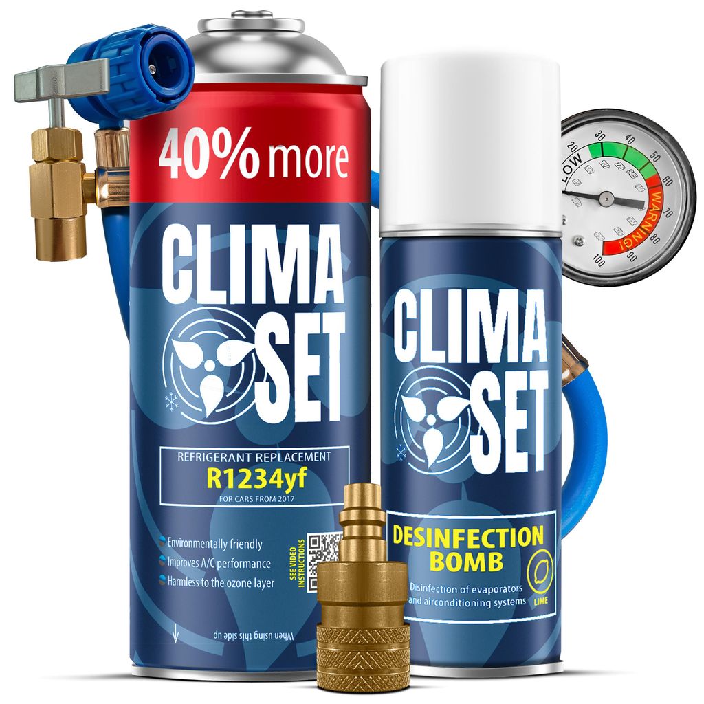 Set für Autoklima R1234yf 470 g, Klimaanlagen-Erfrischer, Schlauch mit Manometer, YF-Adapter