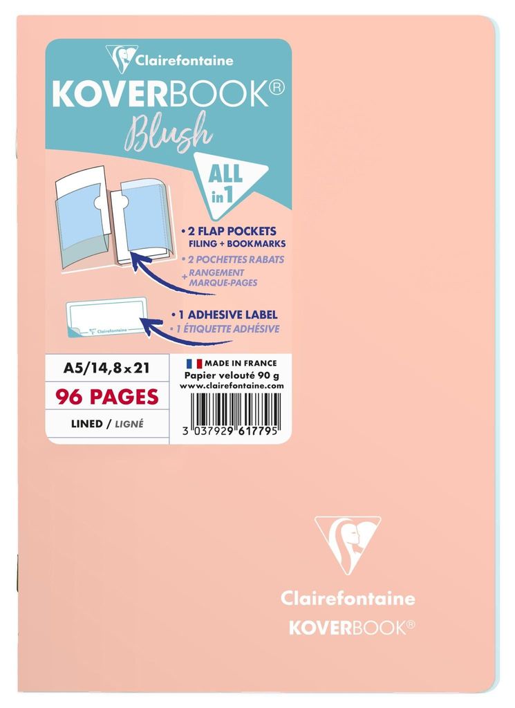 Clairefontaine Heft 48Bl lin KoverbookBlush A5 kor