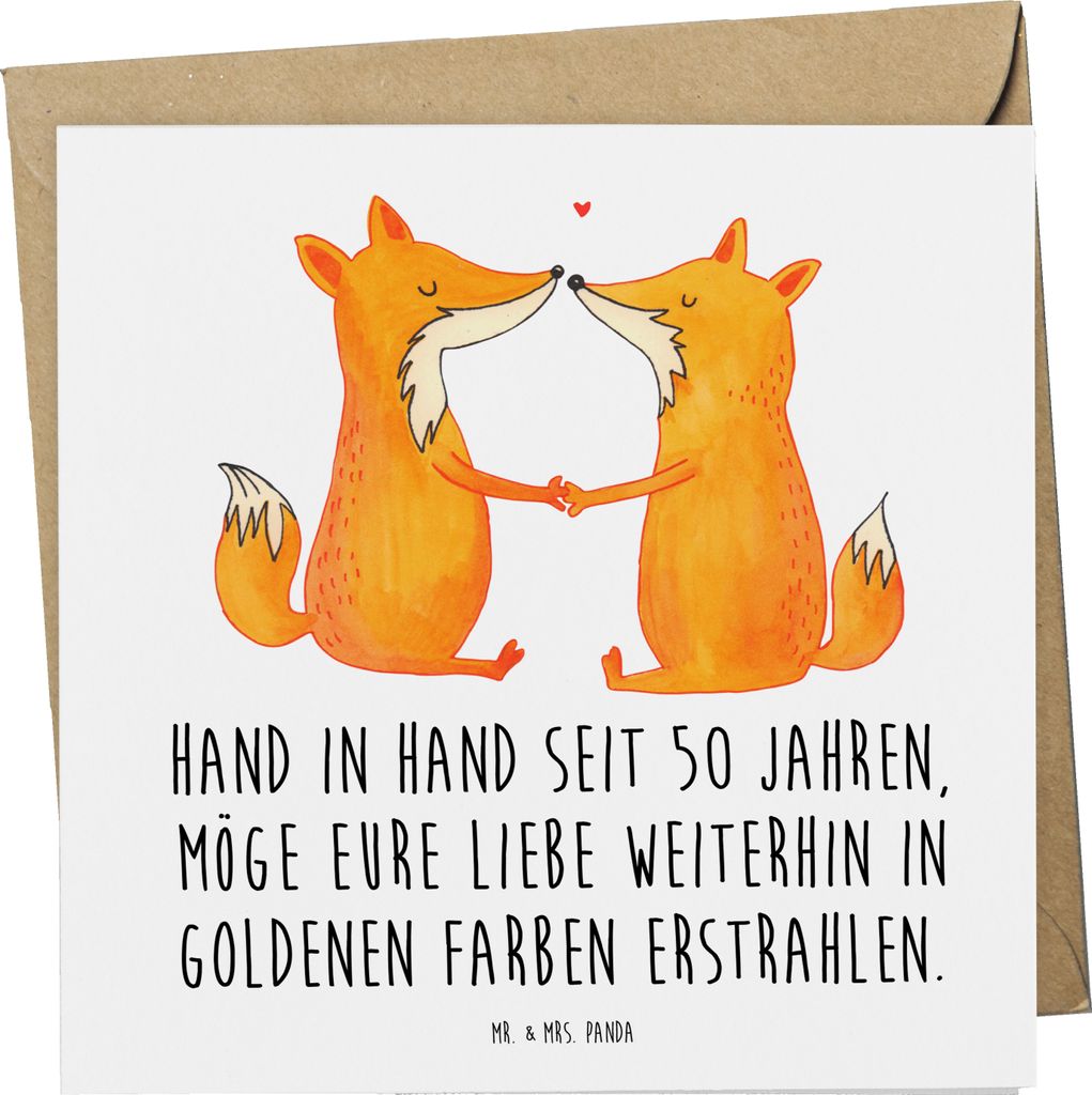 Mr. & Mrs. Panda Klappkarte 50. Hochzeitstag Goldene Hochzeit - Weiß - Geschenk, Heiraten, ewige Liebe, Glückwunschkarte, doppelkarte, liebevoll ...