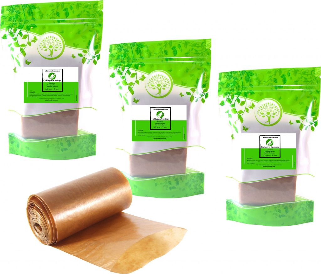 3 x Kunstdarm 65mm/5mts (15mts) - Metzger Kollagenhülle | Kollagenhülle für Wurst Wurst